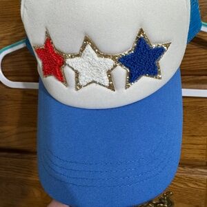 New trucker hat with red, white blue stars
